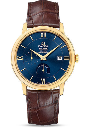 Omega De Ville 424.53.40.21.03.001 Prestige Power Reserver Co-Axial 39.5mm Yellow Gold Case - Blue Dial - Brown Leather Strap Main image