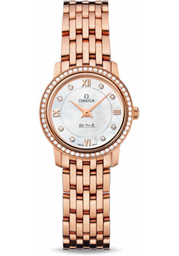 Omega De Ville 424.55.24.60.55.002 Prestige Quartz 24.4mm Red Gold Case - Diamond Bezel - Mother-Of-Pearl Diamond Dial Main image