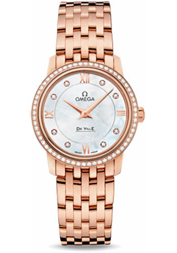Omega De Ville 424.55.27.60.55.002 Prestige Quartz 27.4mm Red Gold Case - Diamond Bezel - Mother-Of-Pearl Diamond Dial Main image
