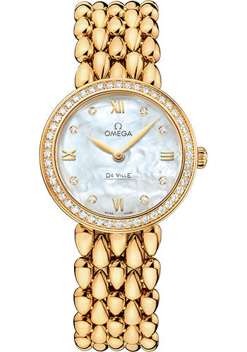 Omega De Ville 424.55.27.60.55.006 Prestige Quartz Dewdrop 27.4mm Yellow Gold Case - Radiant Diamond-Set Bezel - Mother-Of-Pearl Dial Main image