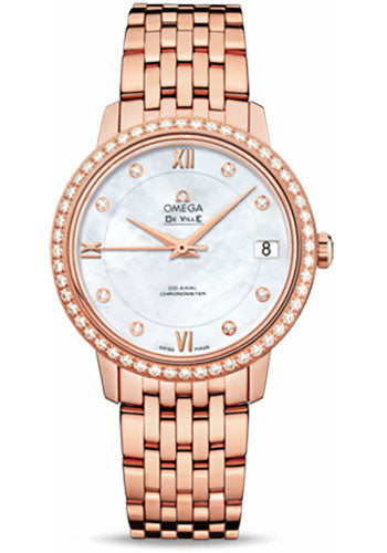 Omega De Ville 424.55.33.20.55.002 Prestige Co-Axial 32.7mm Red Gold Case - Diamond Bezel - Mother-Of-Pearl Diamond Dial Main image