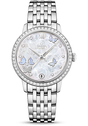 Omega De Ville 424.55.33.20.55.003 Prestige Co-Axial 36.8mm White Gold Case - Diamond Bezel - Mother-Of-Pearl Diamond Dial