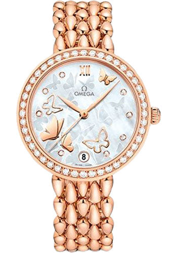 Omega De Ville 424.55.33.20.55.006 Prestige Co-Axial Dewdrop 32.7mm Red Gold Case - Delicate Diamond-Set Bezel - Ornate Dial Main image