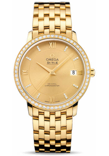 Omega De Ville 424.55.37.20.58.001 Prestige Co-Axial 36.8mm Yellow Gold Case - Diamond Bezel - Champagne Diamond Dial Main image