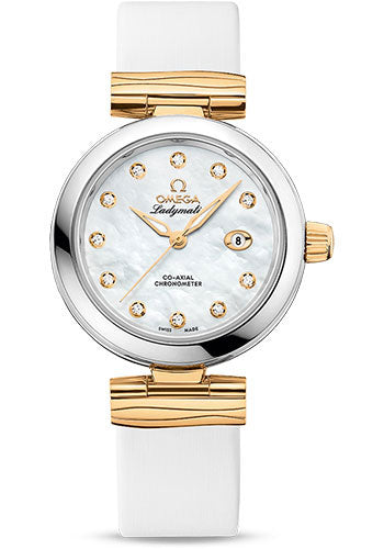 Omega De Ville 425.22.34.20.55.003 Ladymatic Omega Co-Axial 34mm Steel Case - White Diamond Dial - White Leather Strap
