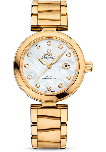 Omega De Ville 425.60.34.20.55.003 Ladymatic Omega Co-Axial 34mm Yellow Gold Case - White Diamond Dial Main image