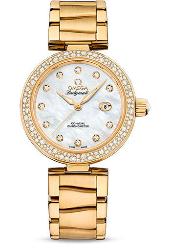 Omega De Ville 425.65.34.20.55.009 Ladymatic Omega Co-Axial 34mm Yellow Gold Case - White Diamond Dial Main image