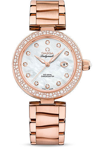 Omega De Ville 425.65.34.20.55.010 Ladymatic Omega Co-Axial 34mm Sedna Gold Case - Diamond Bezel - White Diamond Dial Main image