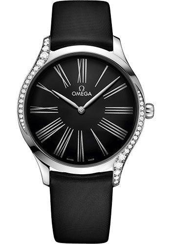 Omega De Ville 428.17.39.60.01.001 Tresor Quartz 39mm Steel Case - Black Dial - Black Fabric Strap