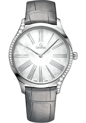 Omega De Ville 428.18.39.60.05.001 Tresor Quartz - 39mm Steel Case - Lacquered White Mother-Of-Pearl Dial - Rhodium Leather Strap Main image