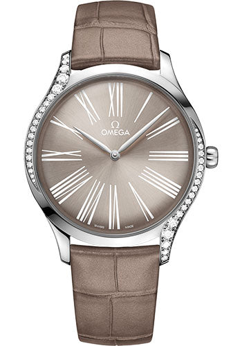 Omega De Ville 428.18.39.60.13.001 Tresor Quartz 39mm Steel Case - Taupe-Brown Dial - Taupe-Brown Leather Strap