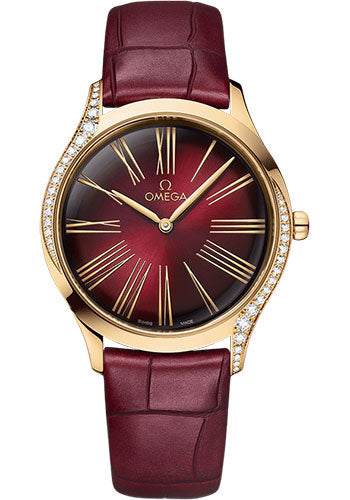 Omega De Ville 428.58.36.60.11.001 Tresor Quartz - 36mm Moonshine Gold Case - Lacquered Gradient Red Garnet Dial - Shiny Red Garnet Leather Strap Main image