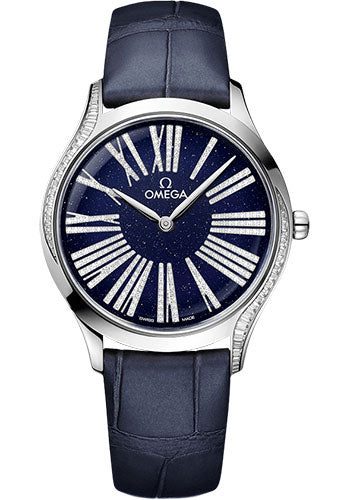 Omega De Ville 428.58.36.60.53.001 Tresor Quartz - 36mm Canopus Gold Case - Bold Blue Dial - Blue Leather Strap