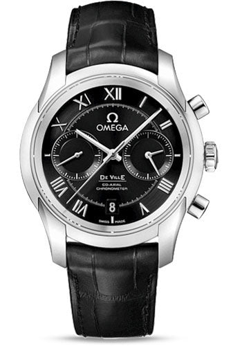 Omega De Ville 431.13.42.51.01.001 Co-Axial Chronograph 42mm Steel Case - Black Dial - Black Leather Strap Main image