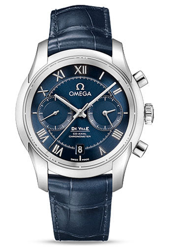 Omega De Ville 431.13.42.51.03.001 Co-Axial Chronograph 42mm Steel Case - Blue Dial - Blue Leather Strap Main image