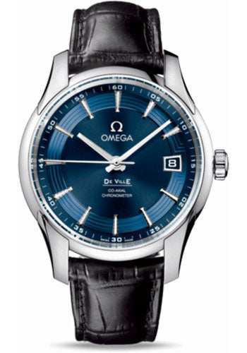 Omega De Ville 431.33.41.21.03.001 Hour Vision 41mm Steel Case - Blue Dial - Black Leather Strap Main image