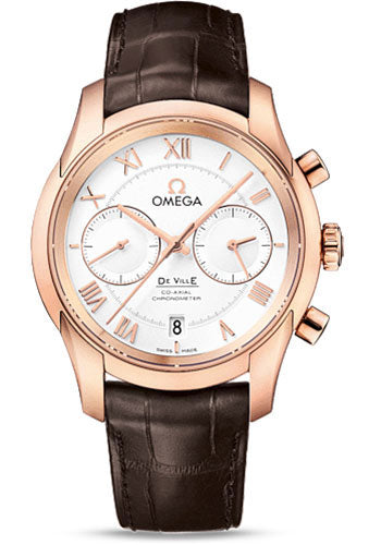 Omega De Ville 431.53.42.51.02.001 Co-Axial Chronograph 42mm Red Gold Case - Silver Dial - Brown Leather Strap