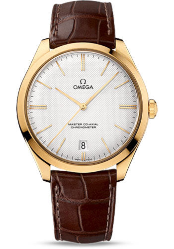 Omega De Ville 432.53.40.21.02.001 Tresor Omega Master Co-Axial 40mm Yellow Gold Case - Silvery Dial - Brown Leather Strap