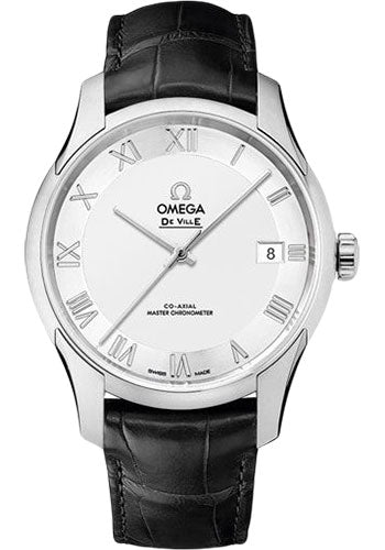 Omega De Ville 433.13.41.21.02.001 Hour Vision Co-Axial Master Chronometer 41mm Steel Case - Two-Zone -Silver Dial - Black Leather Strap Main image