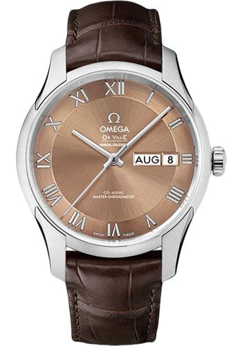 Omega De Ville 433.13.41.22.10.001 Hour Vision Co-Axial Master Chronometer Annual Calendar 41mm Steel Case - Two-Zone Bronze Dial - Brown Leather Strap