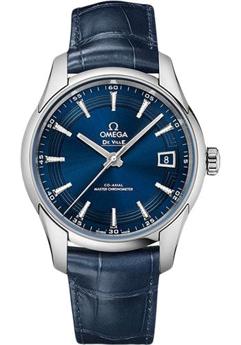 Omega De Ville 433.33.41.21.03.001 Hour Vision Co-Axial Master Chronometer 41mm Steel Case - Blue Dial - Unique Leather Strap