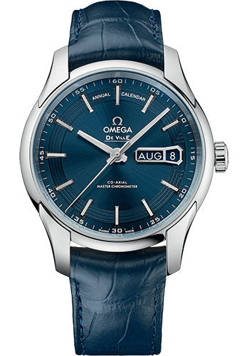 Omega De Ville 433.33.41.22.03.001 Hour Vision Co-Axial Master Chronometer Annual Calendar 41mm Steel Case - Blue Dial - Unique Leather Strap Main image