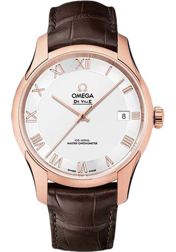 Omega De Ville 433.53.41.21.02.001 Hour Vision Co-Axial Master Chronometer 41mm Sedna Gold Case - Two-Zone -Silver Dial - Brown Leather Strap Main image