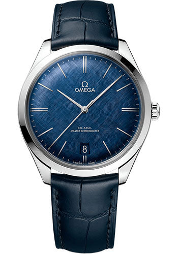 Omega De Ville 435.13.40.21.03.001 Tresor Omega Co-Axial Master Chronometer - 40mm Steel Case - Blue Patterned Dial - Blue Leather Strap