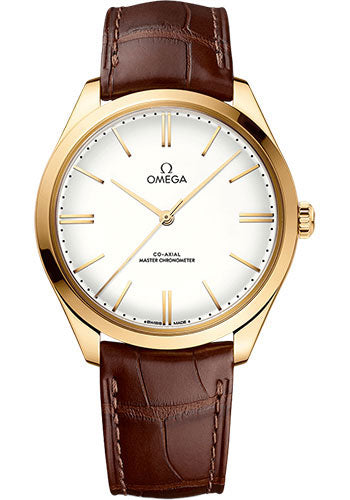 Omega De Ville 435.53.40.21.09.001 Tresor Omega Co-Axial Master Chronometer - 40mm Yellow Gold Case - Ivory Enamel Dial - Brown Leather Strap