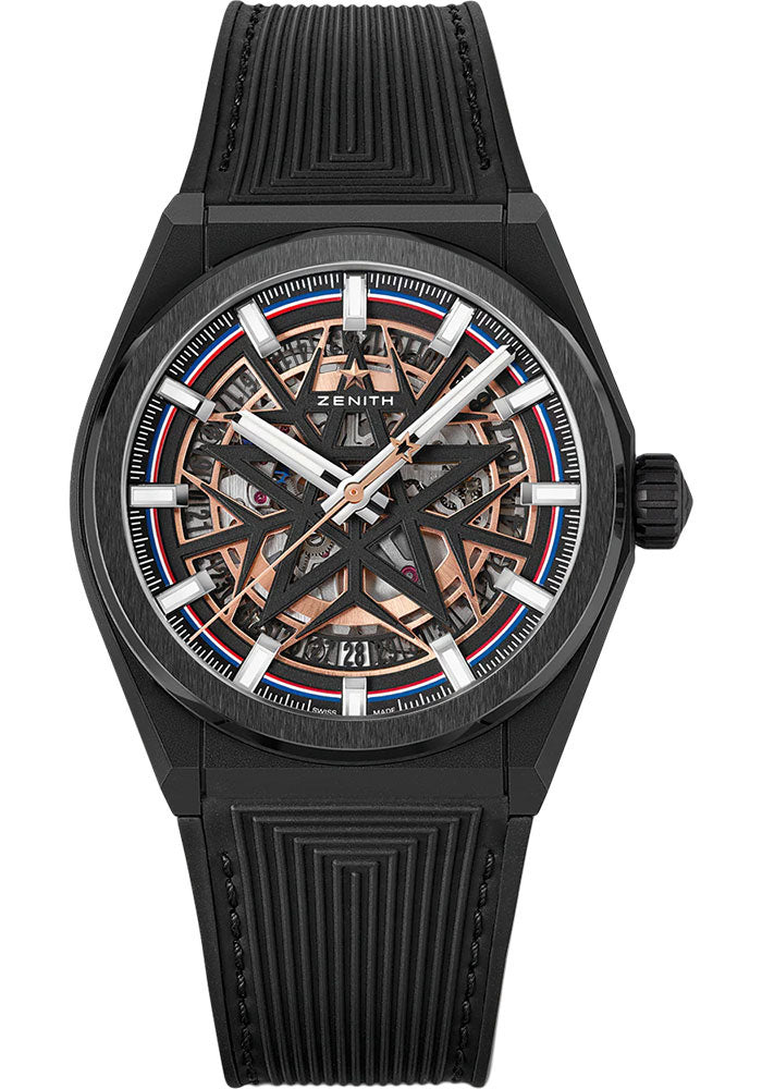 Zenith 49.9000.670-1/22.R797 Defy Classic Skeleton Fusalp 41mm Ceramic Case - Black Openworked Dial - Black Rubber Strap Main image