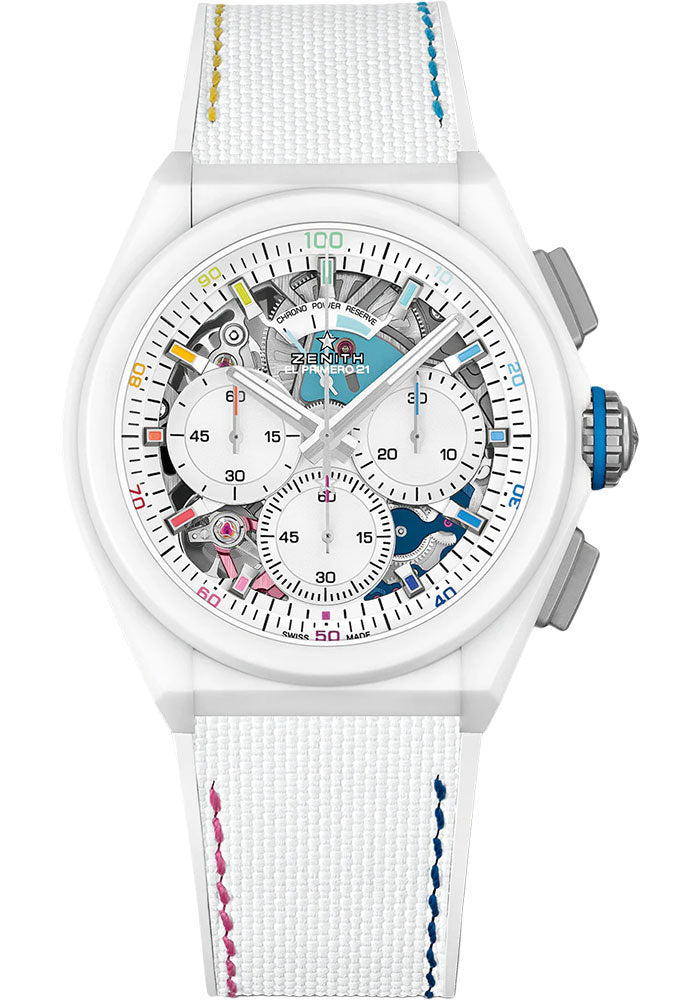 Zenith 49.9014.9004/01.R953 Defy 21 Chroma II 44mm White Ceramic Case - White Openworked Dial - White Rubber Strap Limited Edition of 500 Main image
