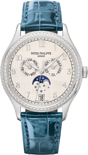 Patek Philippe Annual Calendar 4947G-010 Complications Moon Phases White Gold Silver Dial