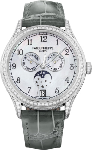 Patek Philippe Annual Calendar 4948G-010 Complications Moon Phases White Gold White Mother of Pearl Dial Diamond Bezel 38mm Main image