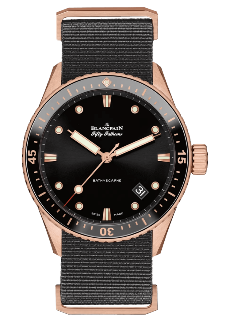 Blancpain 5000 36S30 NABA Fifty Fathoms Bathyscaphe Sedna Gold Black NATO Men's Main image