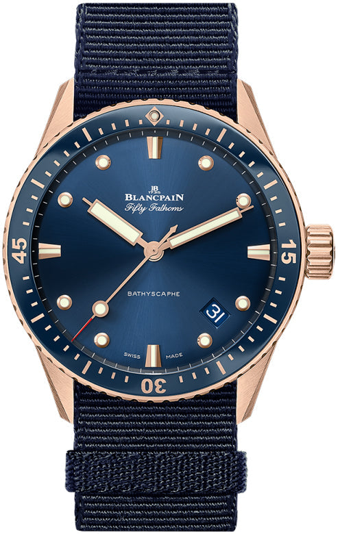Blancpain 5000 36S40 NAOA Fifty Fathoms Bathyscaphe Sedna Gold Blue NATO Men's Main image