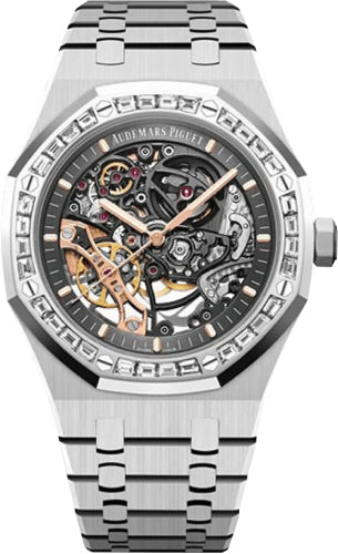 Audemars Piguet Royal Oak 15412BC.ZZ.1220BC.01 Double Balance Wheel Openworked White Gold Diamond Bezel Skeleton Slate 41mm Index Dial Bracelet Main image
