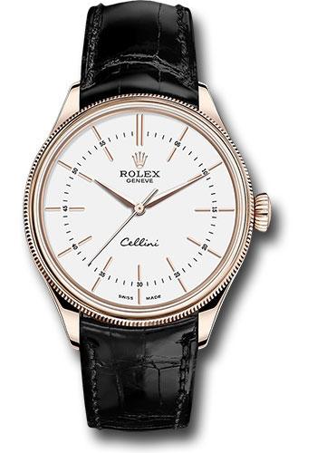 Rolex Cellini 50505 Time Everose - White Dial - Black Leather Strap - wbk Main image