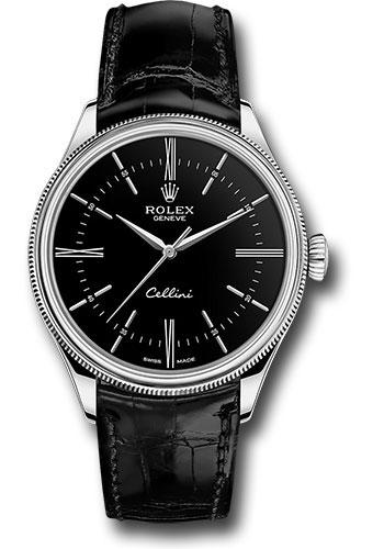 Rolex Cellini 50509 Time White Gold - Black Dial - Black Leather Strap - bkbk Main image