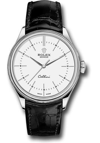 Rolex Cellini 50509 Time White Gold - White Dial - Black Leather Strap - wbk Main image