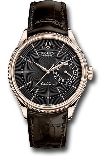 Rolex Cellini 50515 Date Everose - Black Dial - Brown Leather Strap - bkbr Main image