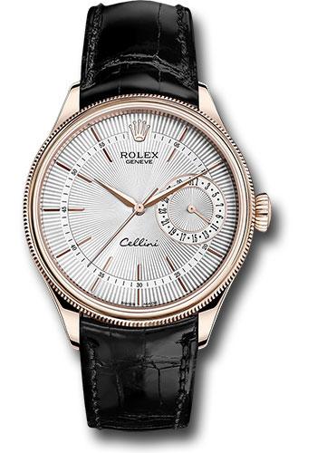 Rolex Cellini 50515 Date Everose - Silver Dial - Black Leather Strap - sbk Main image