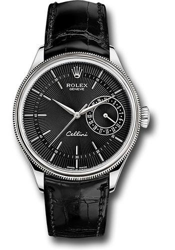 Rolex Cellini 50519 Date White Gold - Black Dial - Black Leather Strap - bkbk Main image
