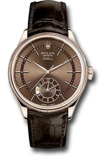 Rolex Cellini 50525 Dual Time Everose - Brown Dial - Brown Leather Strap - brbr Main image