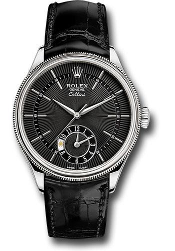 Rolex Cellini 50529 Dual Time White Gold - Black Dial - Black Leather Strap - bkbk Main image