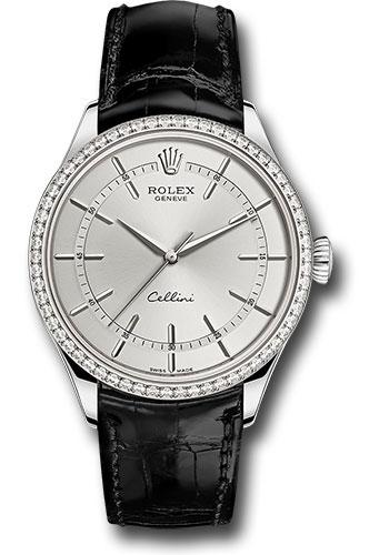 Rolex Cellini 50709RBR Time White Gold - Rhodium Dial - Black Leather Strap - rhbk