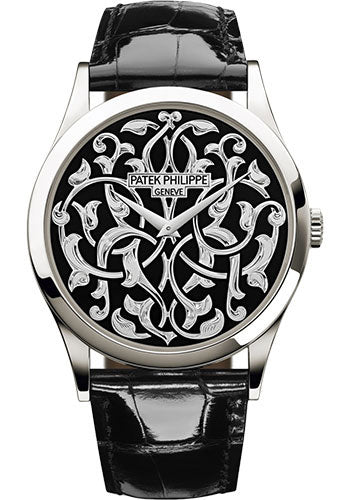 Patek Philippe Calatrava 5088/100P-001 Volutes And Arabesques - 38mm - Platinum - Handengraved Dial