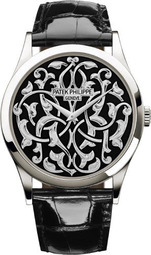 Patek Philippe Calatrava 5088/100P-001 38mm Volutes And Arabesques Platinum Black Dial