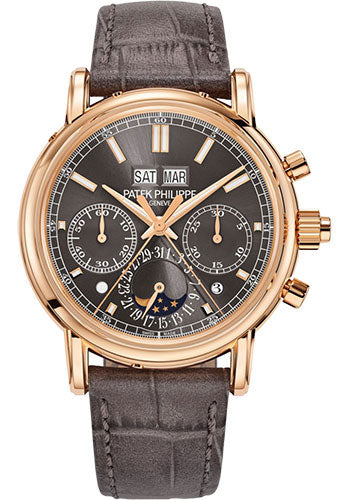 Patek Philippe Grand Complications 5204R-011 Split Seconds Chronograph Pertetual Calendar 40.2mm Rose Gold Case - Grey Dial - Grey Strap Main image