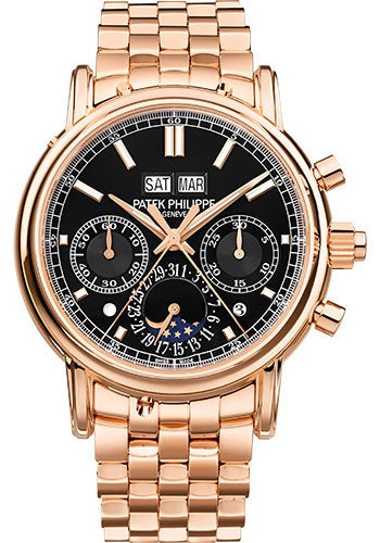 Patek Philippe Grand Complications 5204/1R-001 Split Seconds Chronograph Pertetual Calendar 40.2mm Rose Gold Case - Black Dial - Rose Gold Bracelet