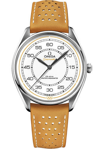 Omega 522.32.40.20.04.002 Specialities Olympic Official Timekeeper Limited Edition Set - 39.5mm Steel Case - White Dial - Yellow Micro-Perforated Leather Strap Limited Edition of 100